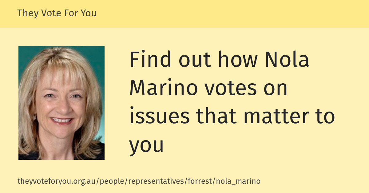 Nola Marino Mp Forrest — They Vote For You 9861